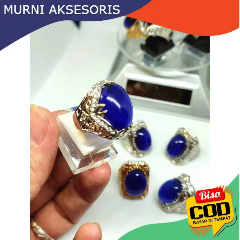 Murni Aksesoris. CIncin Biru Bangkok, Qualitas Super, Permukaan Halus dan Warna Cerah Tembus Cahaya 0