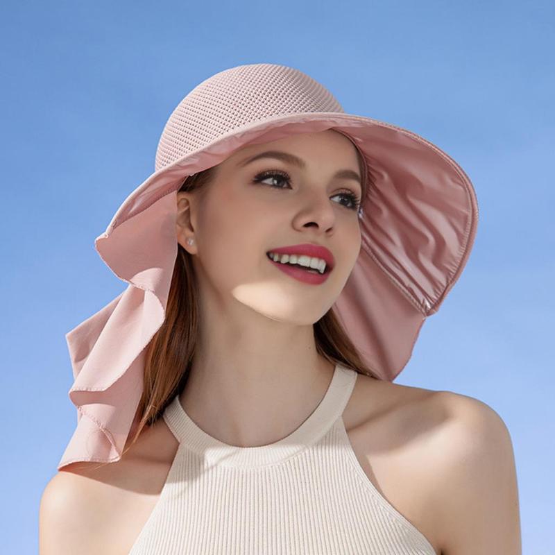 EN Sun Protection Hat Sun Hat Stylish Summer Women's Bucket Hat with Shawl for Sun Protection and Beach Travel Lightweight Breathable Wide Brim Cap for Face and Neck 0