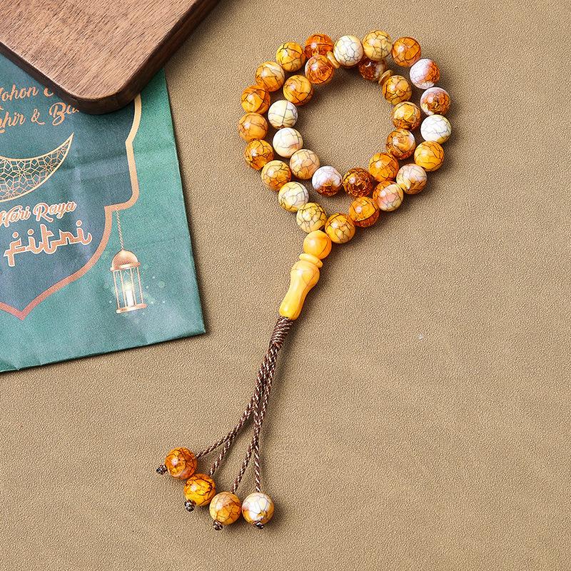 Product Introduction of [LIMITED] Islamic Prayer Beads 33 Natural Coconut – Cracked Texture Misbaha Dhikr Counter, Handcrafted Muslim Accessory for Women/Men 4