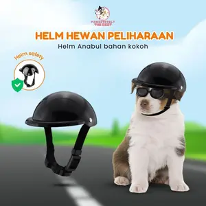 Helm Anjing Kucing - Pet Helmet - Helm Sepeda / Motor Untuk Anjing Kucing - Helm Kucing Bahan Berkualitas Dan Aman - Topi Berkendara Anjing Kucing - Topi Helm Kucing Anjing Kecil