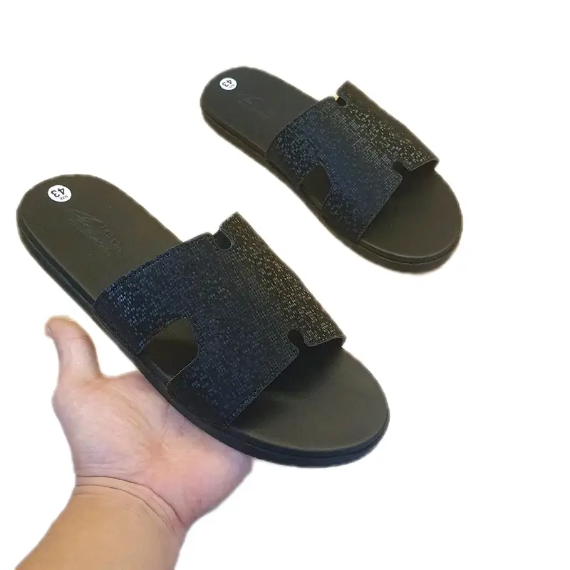 Dép Nam Chữ H.khâu Dấu Chỉ.Dép Chữ H.đế cao su,quai da chống bong nổ. Slipper DéP Đế Bằng Jean Nhung dép  chữ h dép  nam dép  đi dép  boy slip Đồngperyt Sandal hm xanh 6
