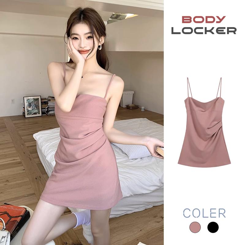  Váy Hai Dây Ôm Body Xếp Ly Eo Dáng Ngắn Phong Cách Trẻ Trung Váy Hai Dây Nữ Màu Hồng Co Dãn Ôm Body Mùa Hè 