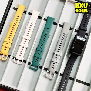 Silicone Rubber Strap for Huawei Band 10 /Huawei Band 9 /Huawei Band 8 / Huawei Band 7 / Huawei Band 6 / Honor Band 7 6 Polos Soft Original Pintar Belt Wristbands Accessories Tali Jam Tangan Smartwatch for Huawei Band 10 9 8 NFC