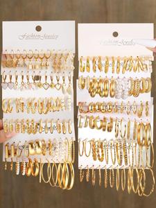 Arete colgantes y de botón para mujer con decoración de diamantes de imitación y perlas falsas, diseño de mariposa, corazón, candado y hongo, conjunto de joyería vintage como regalo para novia