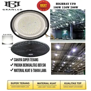Lampu HighBay Industri UFO 100W 150W 200W Lampu Pabrik (Gantung) LED