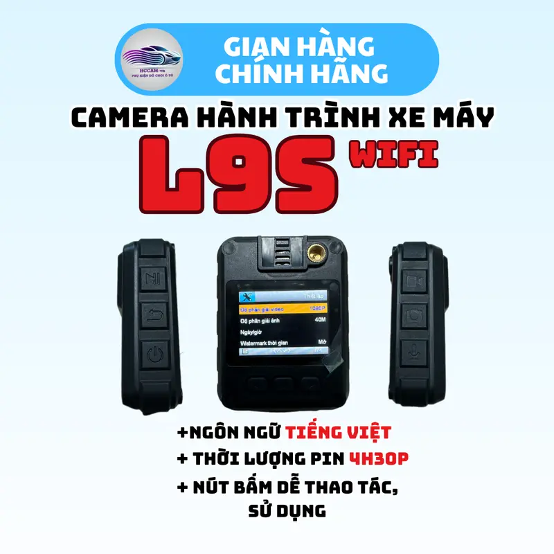(HOT) Camera hành trình xe máy L9S Wifi - Ghi hình 1080FHD/2K, Pin 2000mAh, Quay liên tục 4.5-5h, Chống nước IP65, Thiết kế siêu bền, Phụ kiện xe máy/đi phượt/dash cam 2