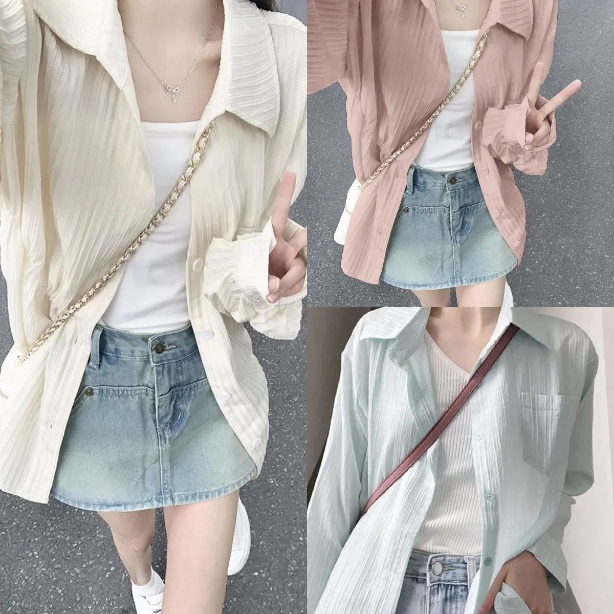 Áo Khoác Sơ Mi Mỏng Mùa Hè, Phong Cách Hàn Quốc, Dành Cho Nữ, Chống Nắng, Hàng Mới Về, Dài Tay, 2024 Top Women
