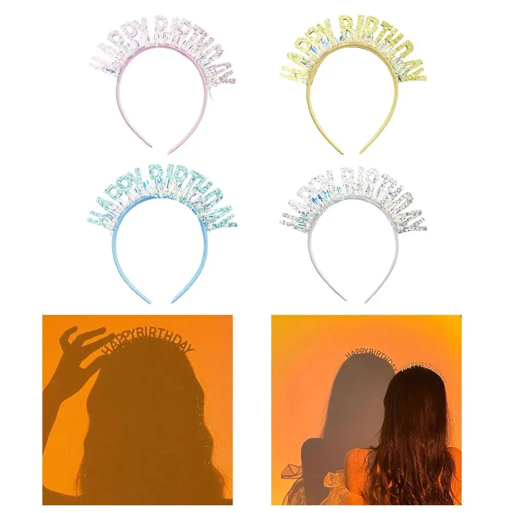 Happy Birthday Headband Hair Hoop Fits All Hair Types with Glitter Birthday Crown for Party Holiday Accessories Decoration Teens