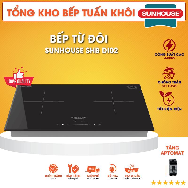 Bếp Từ Đôi SUNHOUSE SHB DI02 (9101, 9101S), Công Suất Cao 4400W, Tiết Kiệm Điện, Bảo Hành 3 Năm