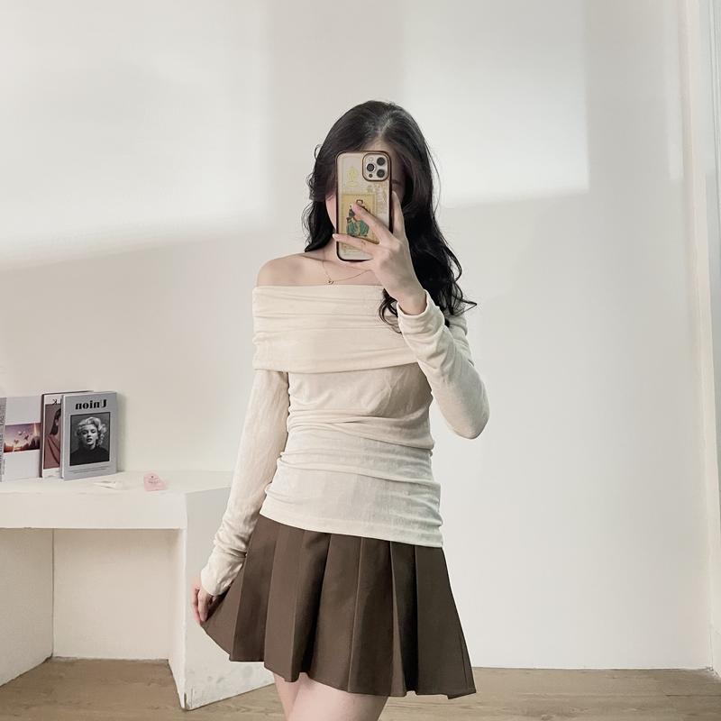 Áo trễ vai chất len mỏng cao cấp Miho house