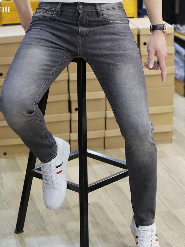 Quần jeans nam mới cao cấp co giãn quần Denim đẹp quần rách nam ...