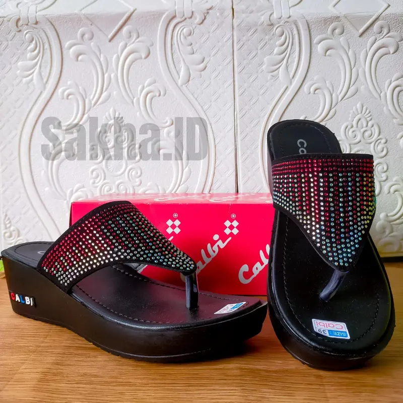 [Best seller] SANDAL WEDGES CALBI WANITA MURAH Wedge Karet Sendal Cewek 0