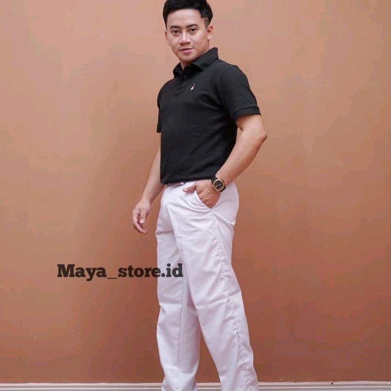 CELANA CELANA PUTIH BAHAN KATUN DRILL CELANA PRIA CELANA FORMAL KANTOR CELANA SEKOLAH 1