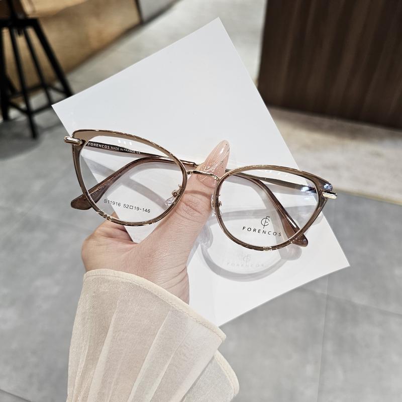 Kính mắt mèo thời trang Hàn Quốc chất liệu kim loại titan Mã Kc916 Mắt Kính