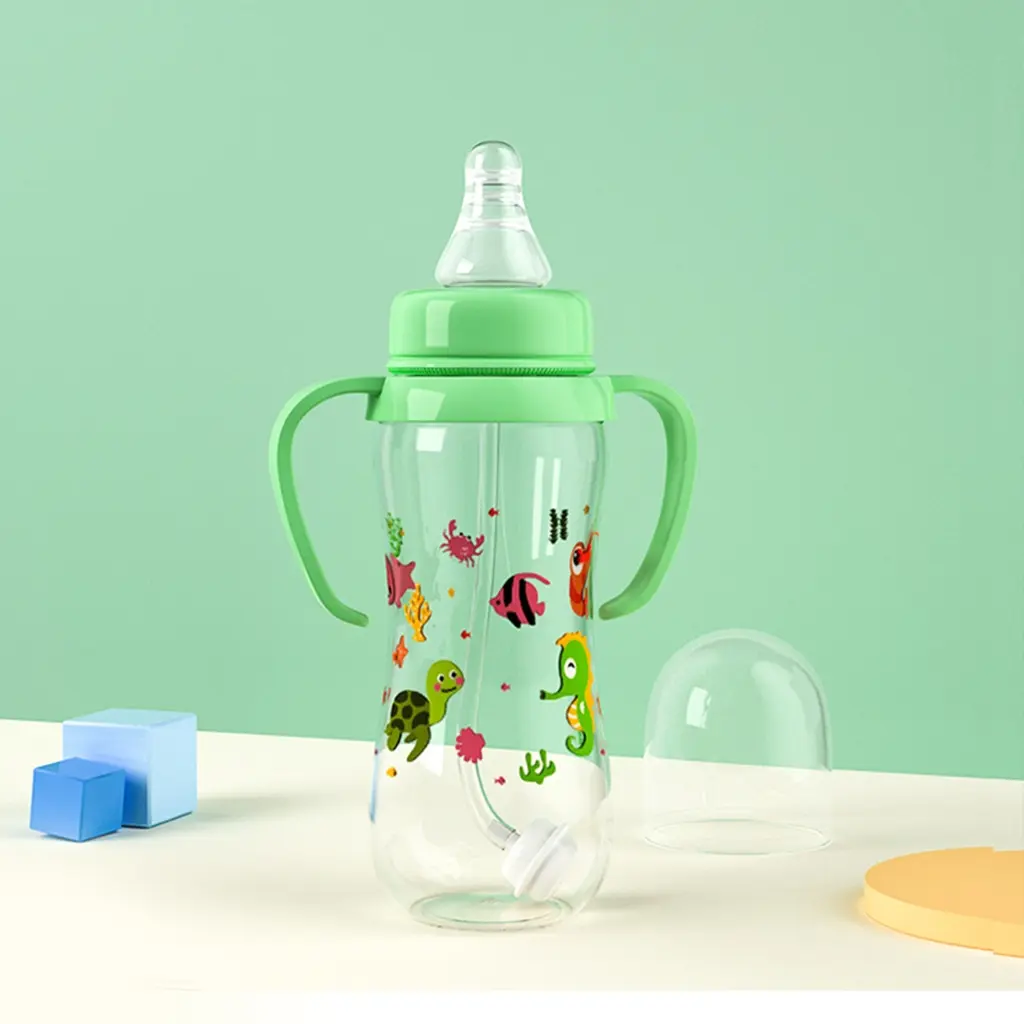 【Ready Stock】 Food-graded Baby Milk Bottle with Gravity-Ball Baby Feeding Bottle with Handles