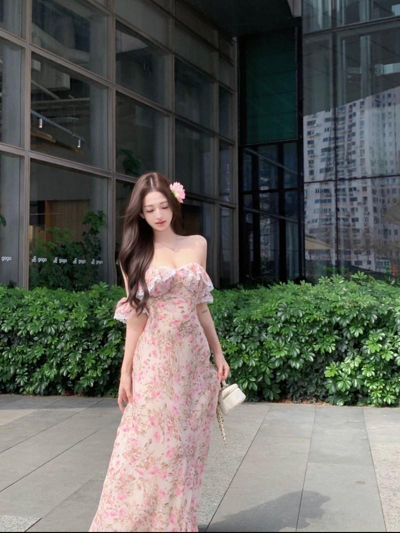 Product Introduction of Đầm Maxi Hoa, Thời Trang Mùa Hè, Thiết Kế Hở Lưng Gợi Cảm, Đầm Nữ Có Cổ Vai 11
