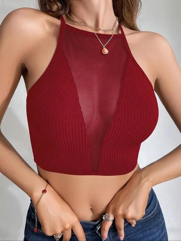 Women's Solid Color Sexy Bra, Fashion Casual Contrast Mesh Lingerie Top for Daily Wear, Women Underwear for All Seasons 6