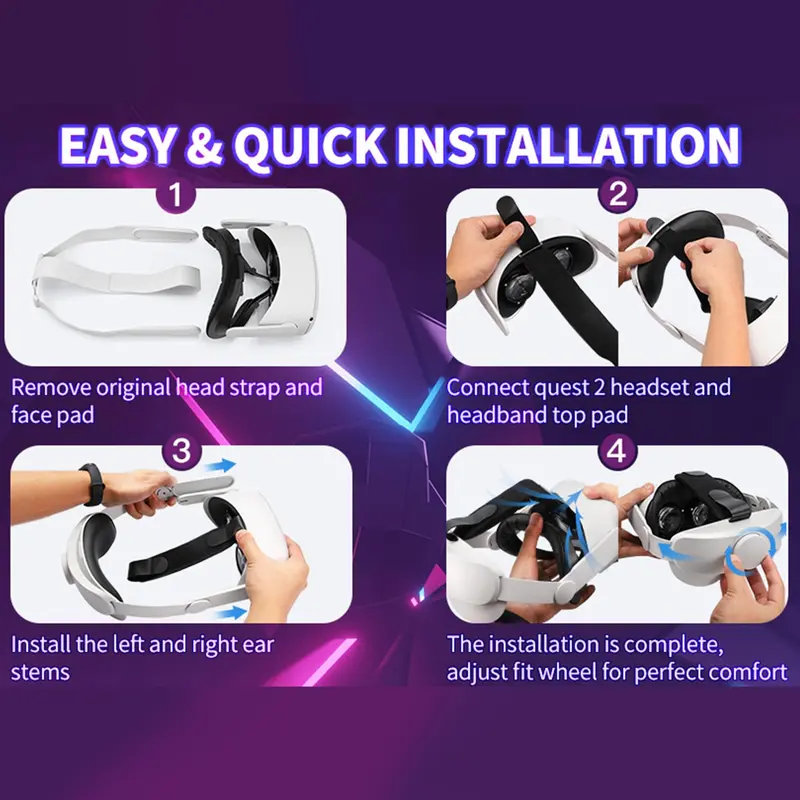 Adjustable VR Headband (1 Box), VR Headband Replacement, Enhanced Comfort Support & VR Gaming Immersion, Compatible with Oculus Quest 2 (Headband Only), Console Accessories 8