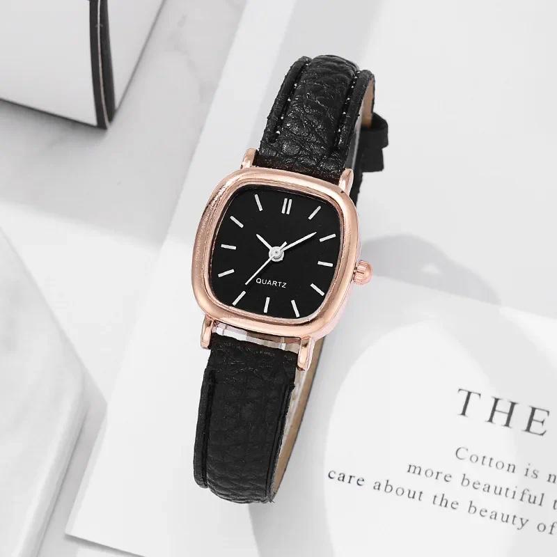 Product Introduction of Minimalist Women's Quartz Watch Vintage Fashion Solid Color Artificial Leather Thin Belt Watch 5