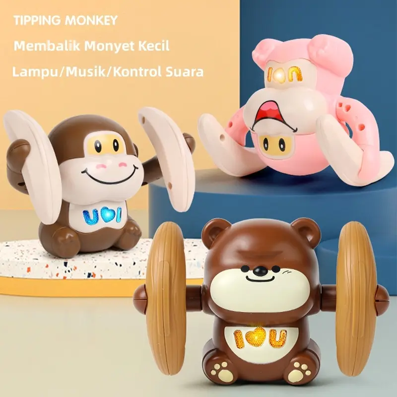 Monyet Rolling Jungkir Balik/Mainan Monyet Tumbling  Listrik/Anak Listrik Kontrol Suara Pencahayaan Induksi Musik Monyet Tumbling/Mainan Monyet 2