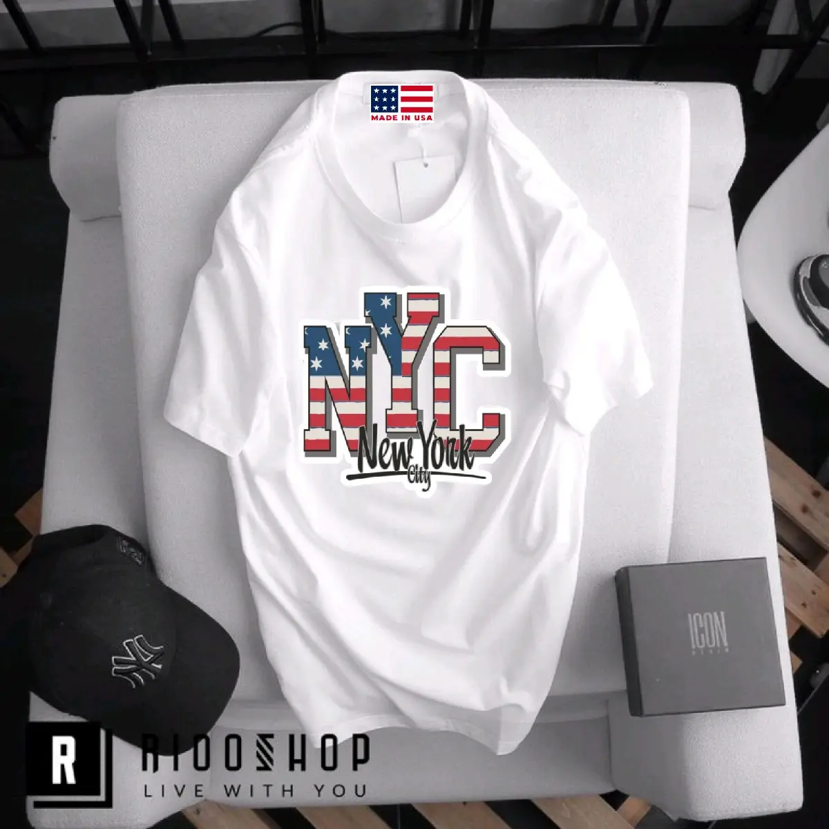 Kaos Distro Unisex Pria Wanita New York City Cotton Premium Abu Baju