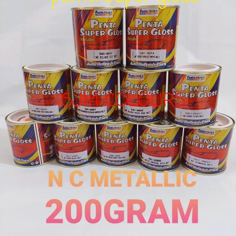 CAT PENTA SUPER GLOSS NC SOLID -METALLIC / METALIK -CANDY TONE - LEMABAYUNG - STABILO -200 GRAM - CAT DUCO OTOMOTIF Paint Car 1
