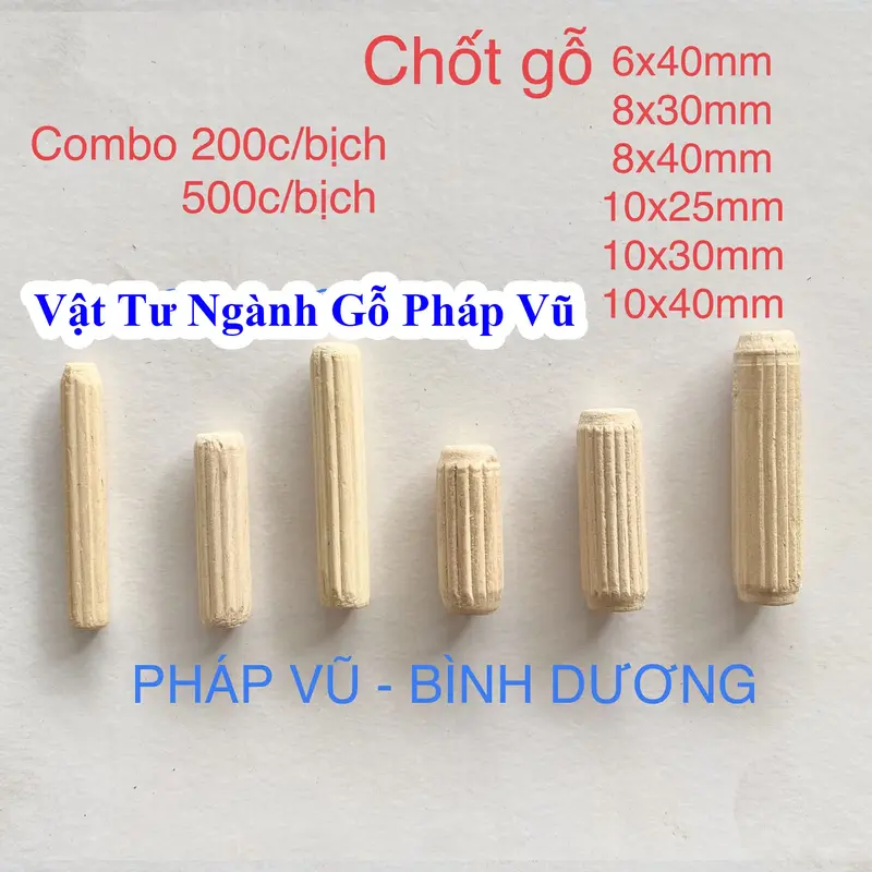 Chốt gỗ tròn, liên kết, ghép mộng, làm nhà mô hình gỗ cao su [200-500 cái/bịch] 0