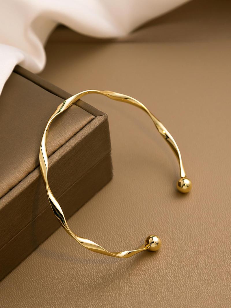 Product Introduction of Women's Plain Casual Alloy Cuff Bangle,  Mother's Day Gift, Elegant Casual All-match Jewelry for Girls Gift, Female Classic Fashion Accessories for Daily Wear 15