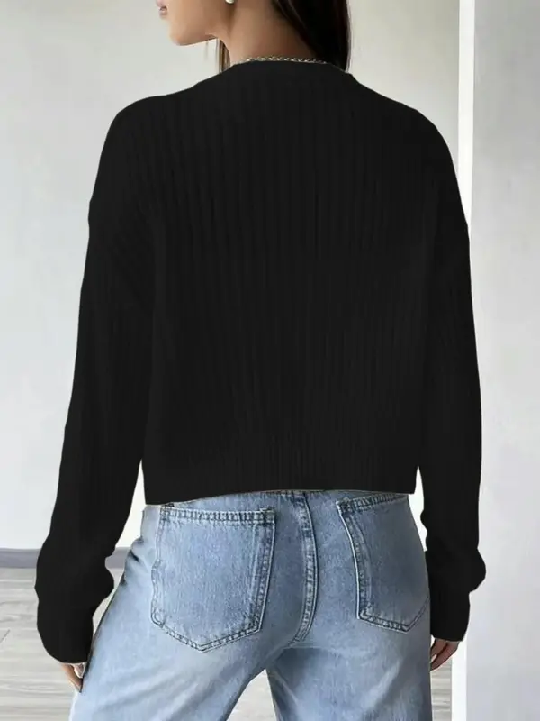 Women's Plain Button Front Sweater Cardigan, Casual Long Sleeve V Neck Jumper Cardigan for Spring & Fall, Fashion Women's Knitwear for Daily Wear, Tops 8