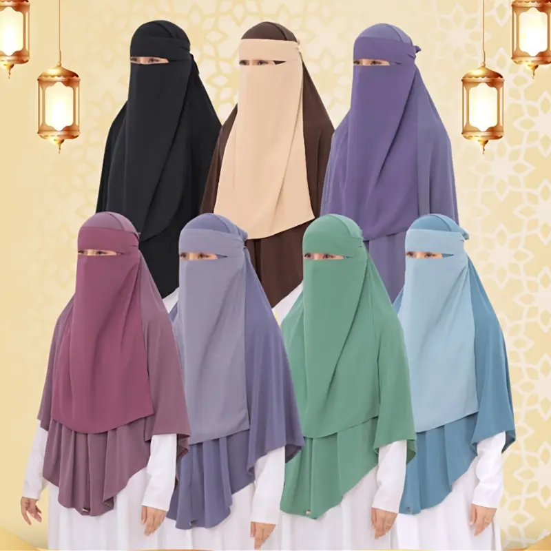 Solid Color Back Tie Hijab Ramadan Head Scarf Casual Breathable Mask Head Wraps Turban Face Covering For Women 1