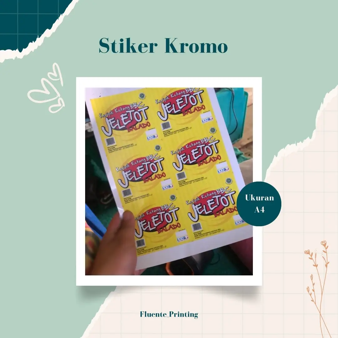 Sticker chromo ukuran A4 Tahan air Berwarna