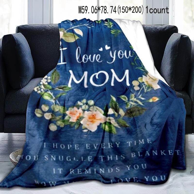 Floral & Letter Pattern Blanket, 1/2 Counts Soft Throw Blanket, Air-conditioned Room Blanket, Warm Nap Blanket for Home & Office, Gift for Mom 3