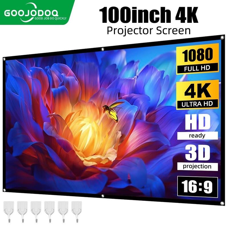  Màn hình máy chiếu HD có thể gập di động GOOJODOQ thích hợp cho rạp hát tại nhà chiếu phim trong nhà và ngoài trời Projector 