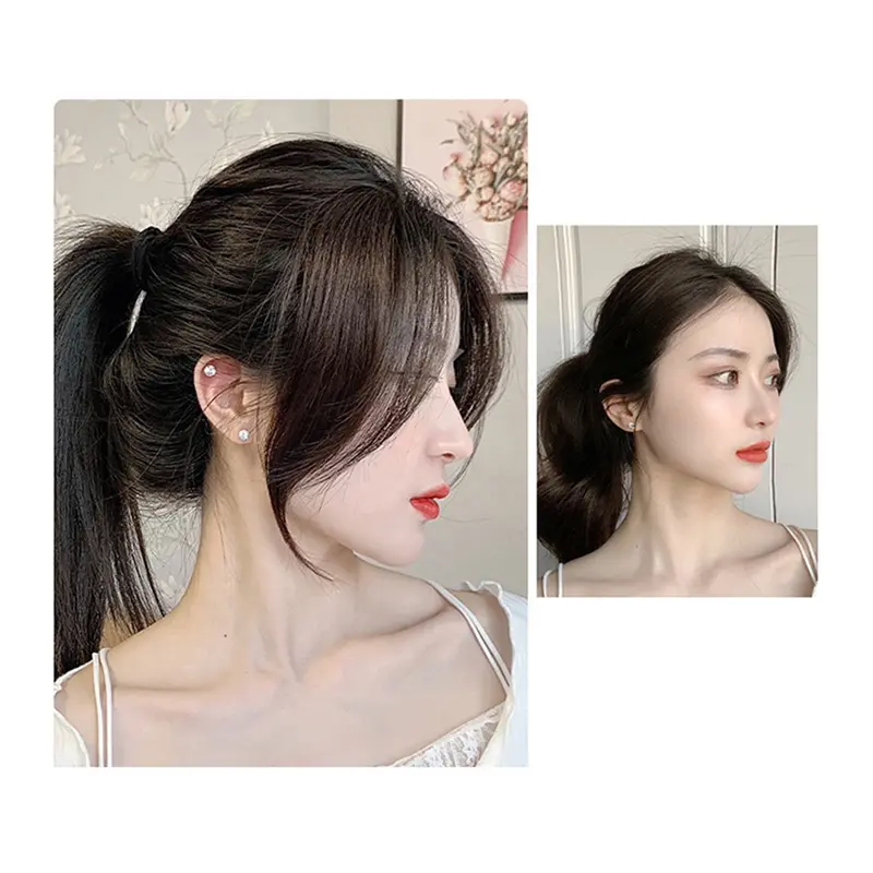 XJ-Kẹp Tóc Mái Bên, 2 Cái, Vô Hình, Liền Mạch, Bên Trái Và Bên Phải, Tóc Mái Không Khí, Kẹp Tóc Nối, Kẹp Tóc Tua Rua Giả 5