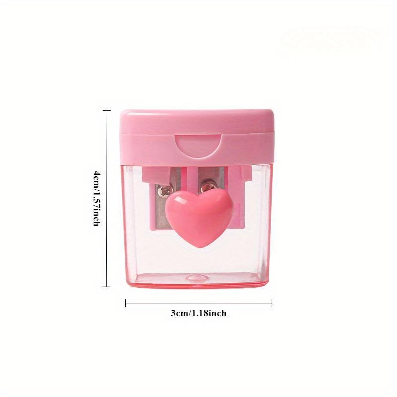 Portable Mini Pencil Sharpener, 1 Count Cute Heart Design Manual Pencil Sharpener with Lid, Stationery Supplies for Home School Office Dormitory 1