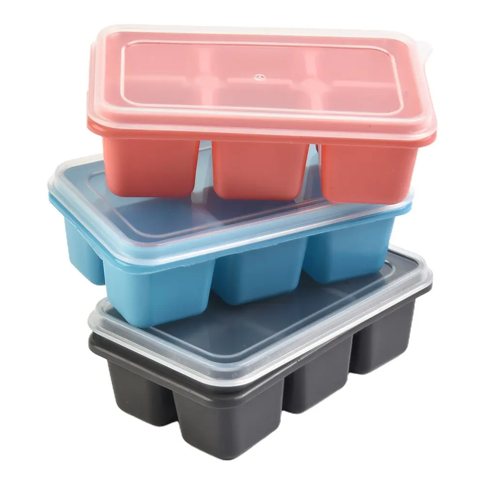 A set of 3 Large Size Silicone Ice  for cube for mold with Cover Kitchen Made DIY Ice