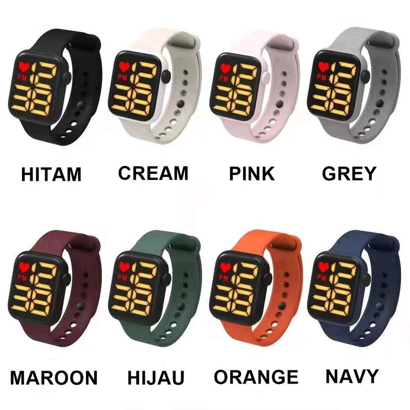 Jam tangan elektronik LED model smartwatch rubber 0
