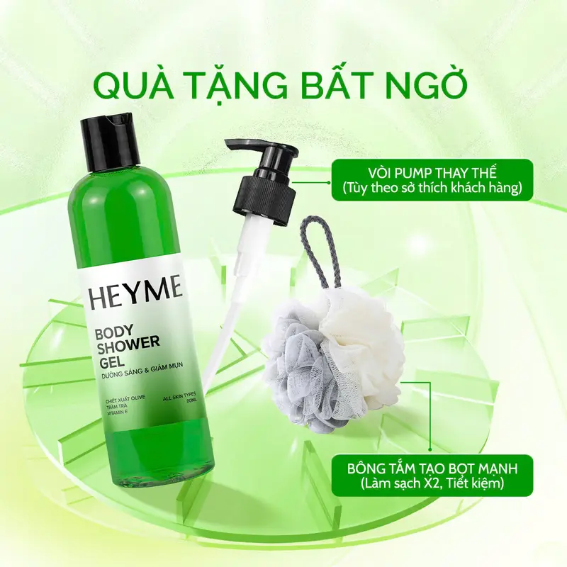 COMBO HEYME GIẢM MỤN DƯỠNG ẨM MÙA ĐÔNG - Sữa tắm Heyme và Gel dưỡng thể dưỡng trắng cho làn da mịn màng khỏe mạnh 1