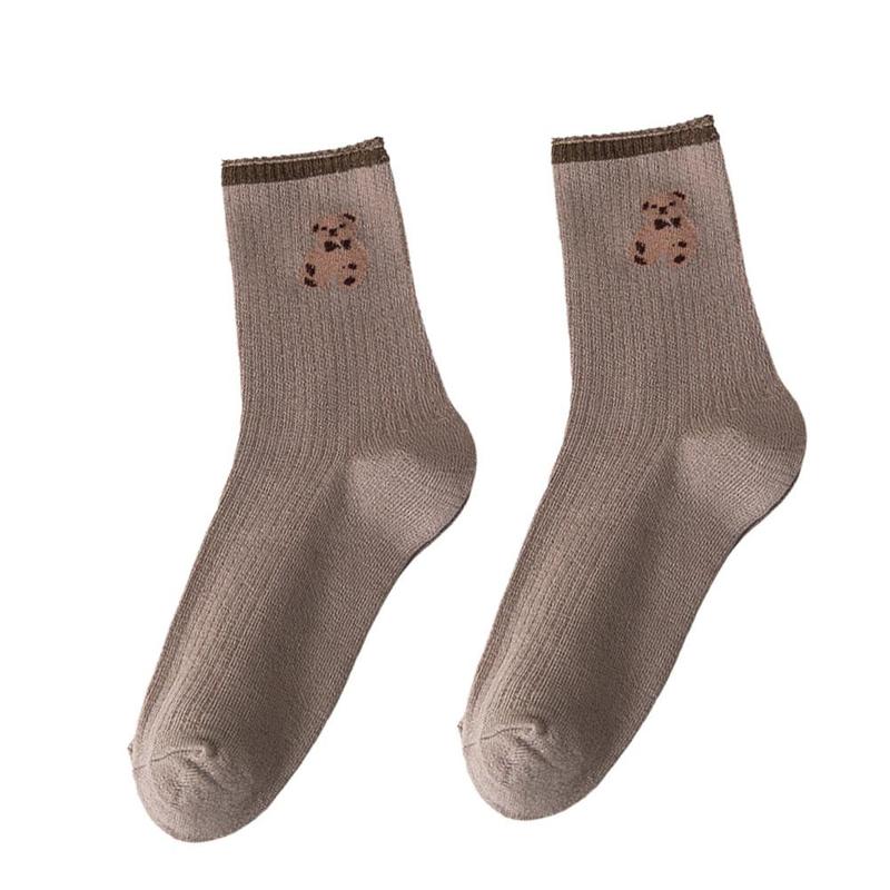 Product Introduction of SS24 1 Pair Cartoon Cute Bear Theme Cotton Socks Kawaii New Socks Middle Funny Tube Print Woman G4G5 22