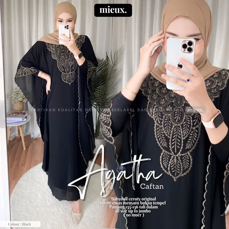 AGATHA KAFTAN Bordir Mewah Original By Mieux (NO INNER) 0