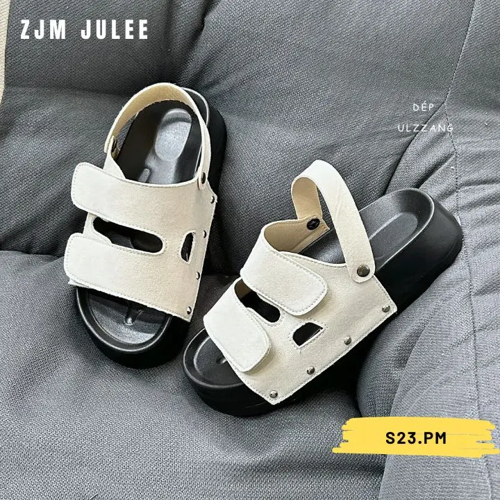 Dép sandal nữ đế cao quai da mềm s23PM 2 kiểu đi - Dép quai hậu nữ đế cao hot trend
