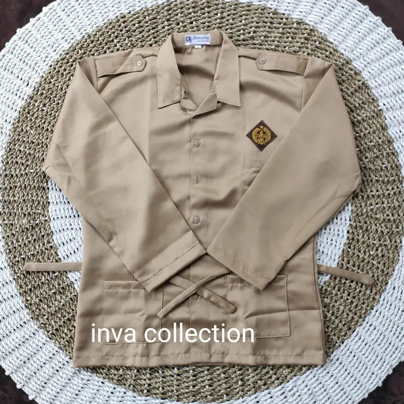 Baju pramuka perempuan lengan panjang model kantong bawah tali pinggang Seragam sekolah SD,SMP,SMU kain Balestra/High Twis Anak Fashion 2