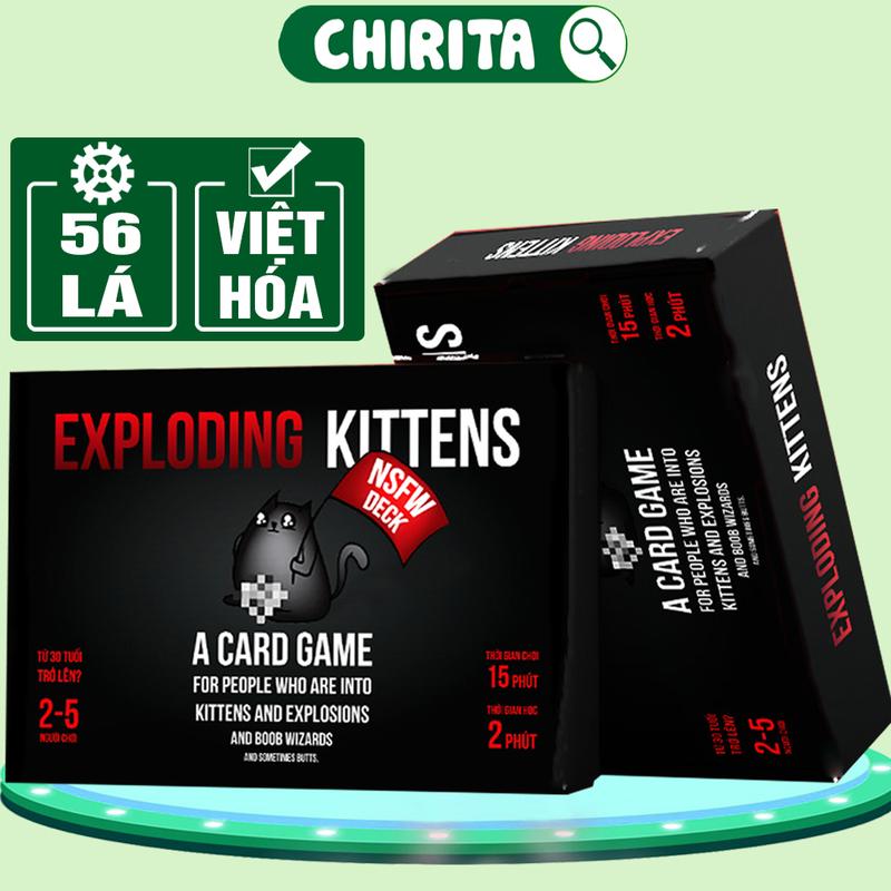 Mèo Nổ Việt Hóa 56 Lá Dày Hộp Đen Cứng Exploding Kittens BoardGame Chirita