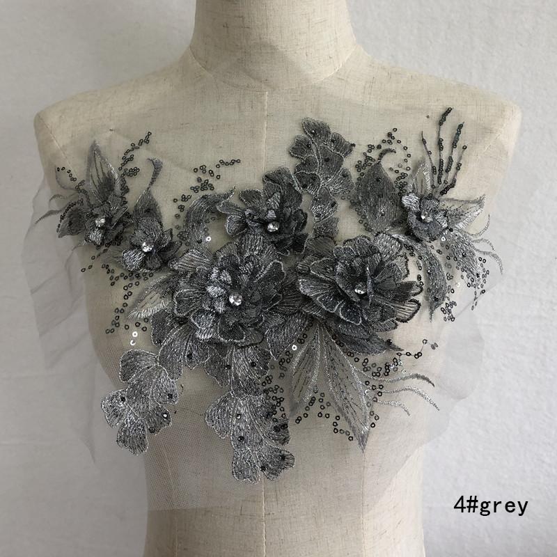 Product Introduction of New Gray Green Pink Beaded Flower Patch High-definition Wedding Dress Veil Headdress Accessories Lace Fabric Scrapbooking 5