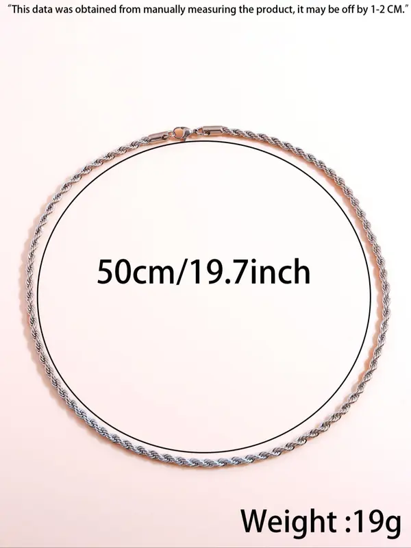 Men's Simple Plain Twisted Rope Design Stainless Steel Necklace, Minimalist Necklace, Street Hip Hop Party Accessories Luxury Jewelry, Necklaces Men 4