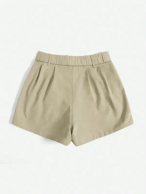 Women's Solid Color Pocket Shorts, Casual Fashion Loose Fit Shorts for Daily Wear, Ladies Bottoms for Spring & Fall 1