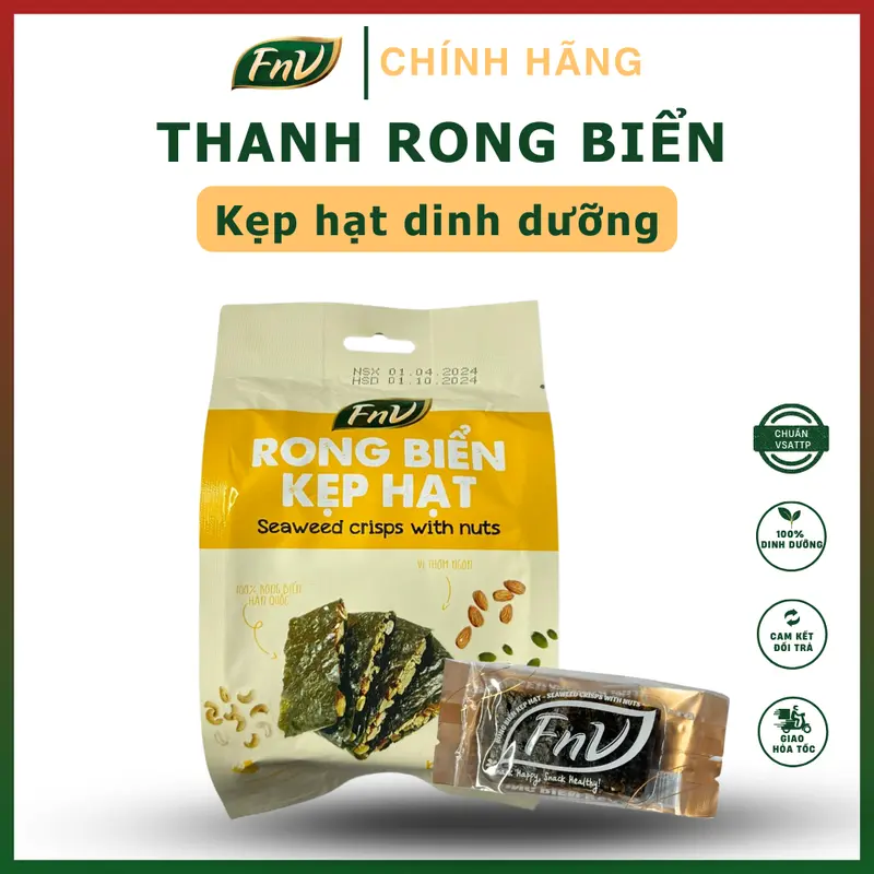 [Chính hãng] Thanh rong biển kẹp hạt dinh dưỡng FnV bịch 60g 0