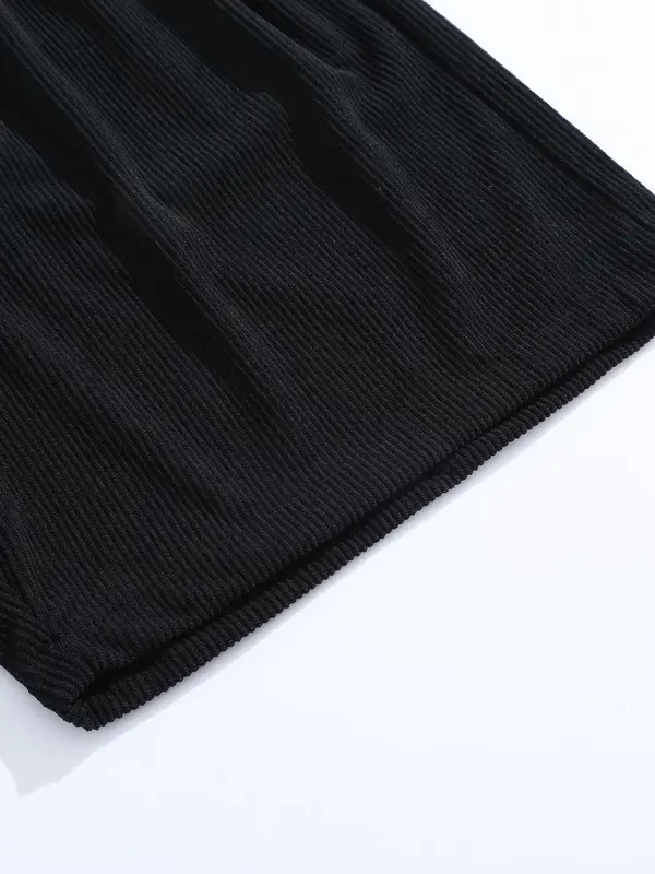 Men's Solid Corduroy Shorts, Casual Loose Fit Drawstring Waist Shorts for Summer, Men's Bottoms for Daily Wear 4