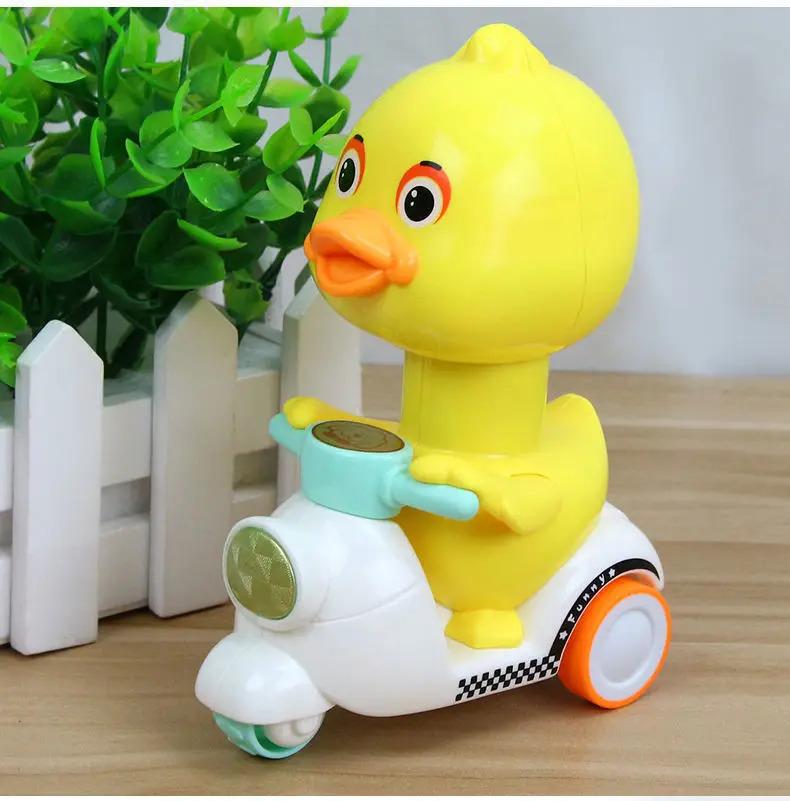 Product Introduction of Manual Pressing Head Free Rotation Cute Duck Press Car Motorcycle Anti-collision And Anti Drop Baby Toys Mini Car For Kids enabot  robot 11