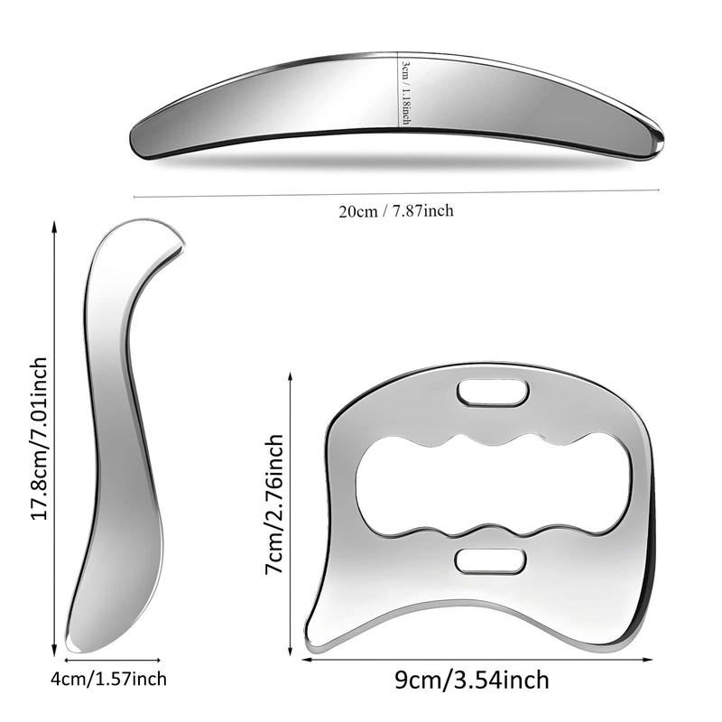 2-in-1 Stainless Steel Gua Sha Muscle Scraper Tool, Comfort Myofascial Scraping Tools, Lymphatic Drainage Massager, Soft Tissue Massage Tool 8